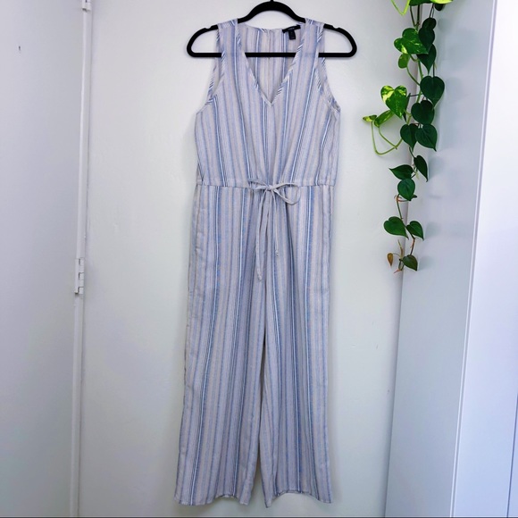 Anthropologie DREW Stripe Jumpsuit Tan Blue XS NWT - Picture 9 of 11